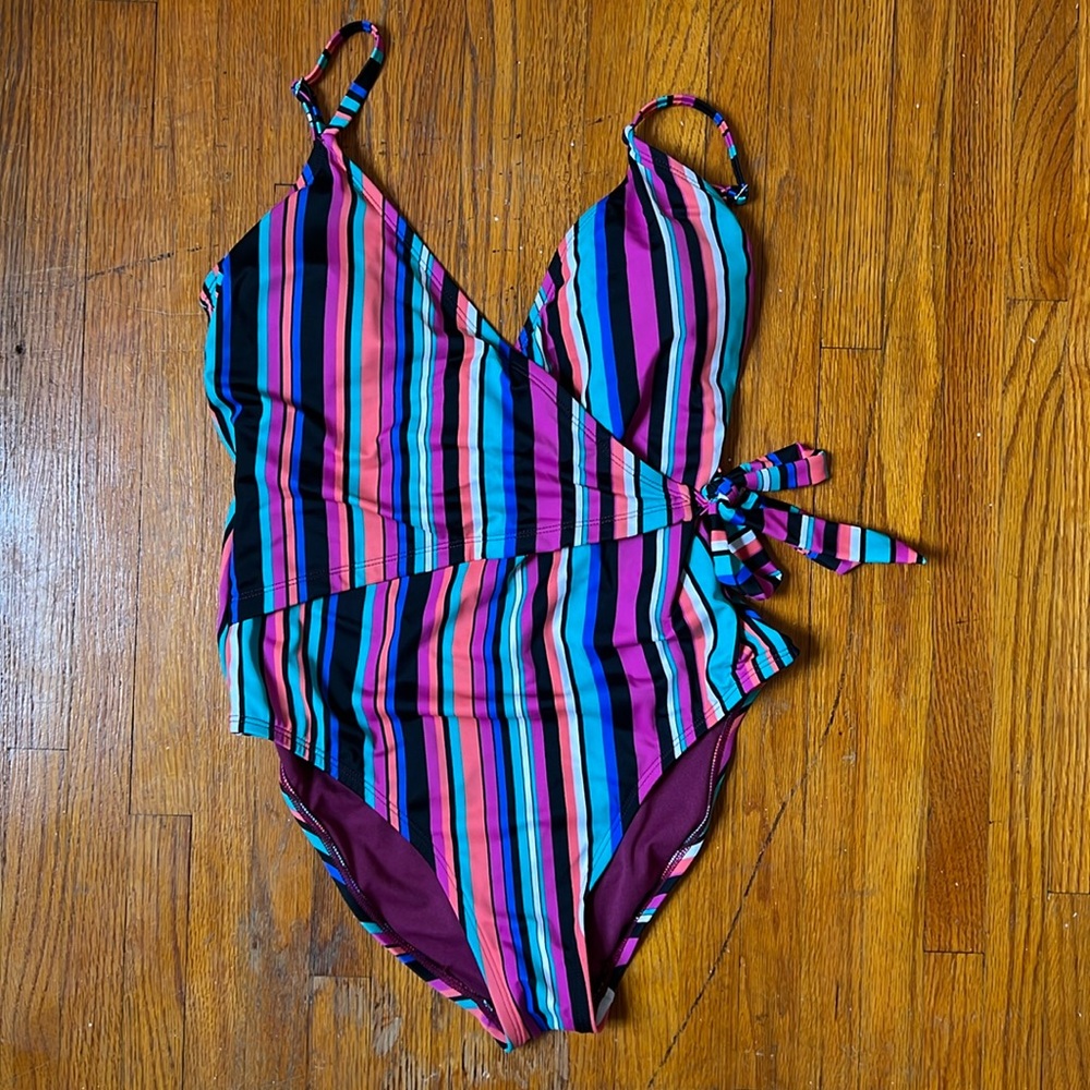 Tie-front one piece swimsuit